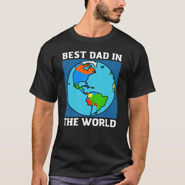 Melhor Pai do mundo - Camisa de Texto Branco (Frente)