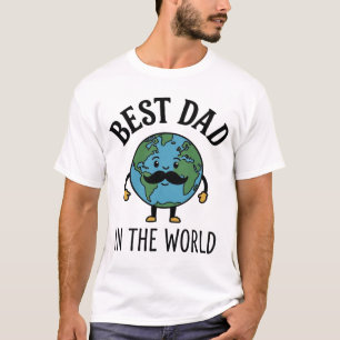 Melhor Pai do Mundo Earth Bigode Camisa Design_