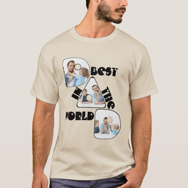 MELHOR PAI DO MUNDO, T-Shirt de colagem fotográfic (Frente)