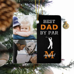 Melhor Pai Por Ornamento Cerâmico De Foto Par Mono<br><div class="desc">Surpreenda o seu pai de golfe com este enfeites de natal bonitinho! Basta adicionar 2 (duas) imagens personalizadas a este design do telefone ou computador e personalizar o monograma alterando o nome e a inicial.</div>