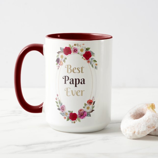Melhor Papai de Todos Caneca de Café Floral - D (Com Donut)