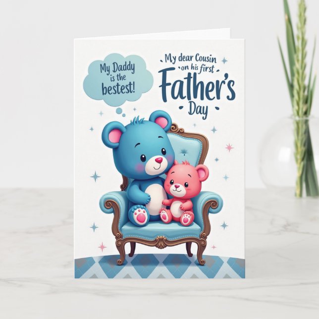 Melhor Papai Urso de Pelúcia Cartão (Frente)