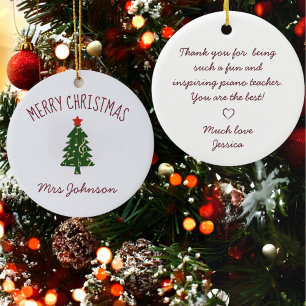 Melhor Professora de Piano Ornamento Personalizáve