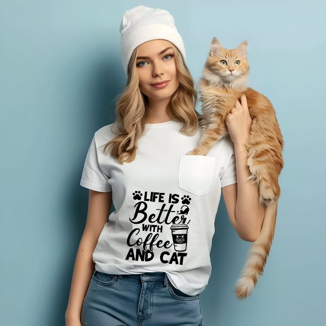 Melhor vida com café e gato, melhor camiseta de pr (Criador carregado)
