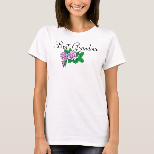Melhor vovó com Rosa T-Shirt (Frente)