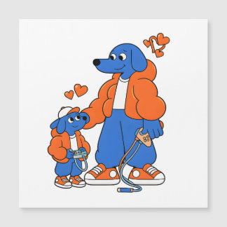 Melhores Amigos: Duo Pai e Filho Blue Dog (Laranja