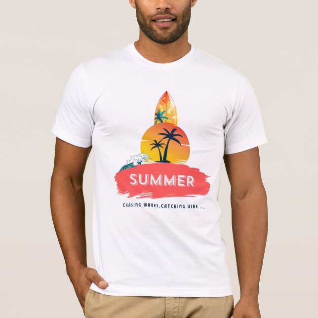 melhores camisetas de verão caçando ondas (Frente)