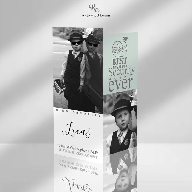 Melhores Cartões de Foto do Portador de Aliança de (Cool Ring Bearer ring security photo wearing dark sunglasses makes a lasting memory.)