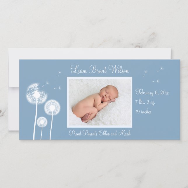 Melhores Desejos!! Anúncio de nascimento 2 (azul) (Frente)