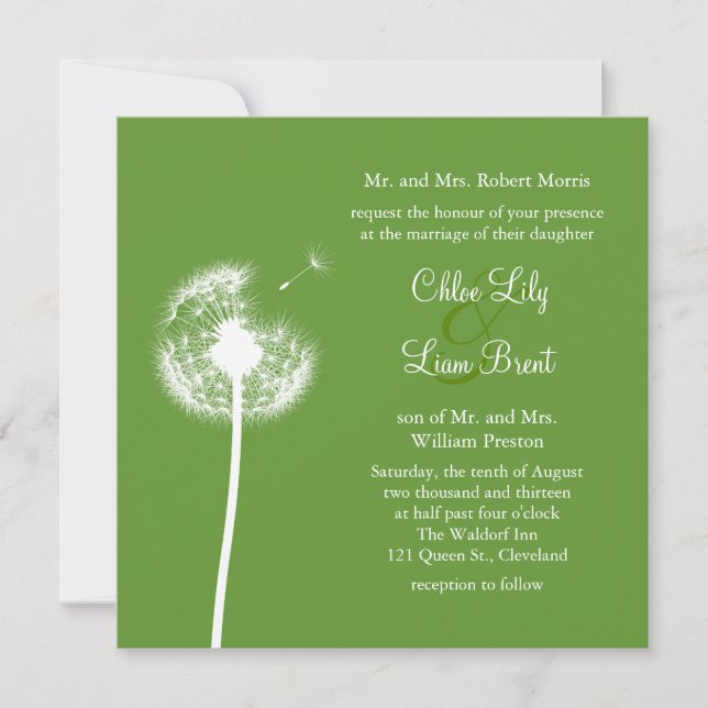 Melhores Desejos! Convite para Casamento (verde) (Frente)