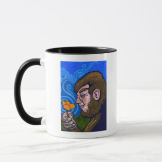 Mellow Bigfoot com uma caneca de flores