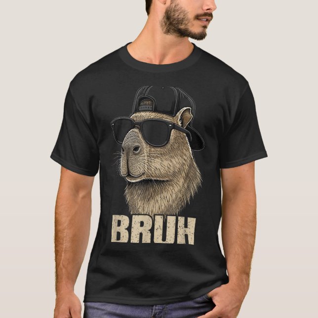Meme Engraçado Bruh Amante de Capivara Camisas Leg (Frente)