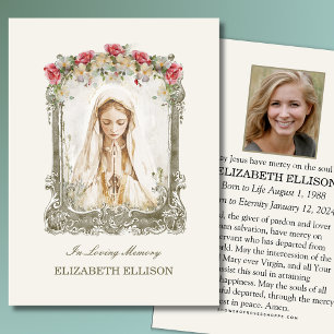 Memória Funeral Católica Mary Prayer Card