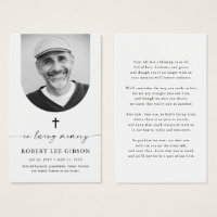 Memória Funeral Foto Memorial Prayer Card