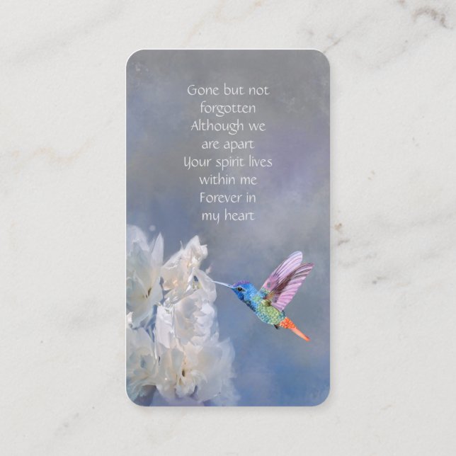 Memória Memorial Cartão Hummingbird Flores Brancas (Verso)