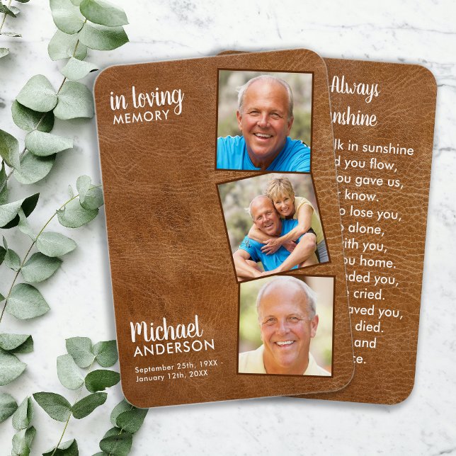 Memorial 3 Foto Simpatia Funeral Cartão de Oração (Criador carregado)