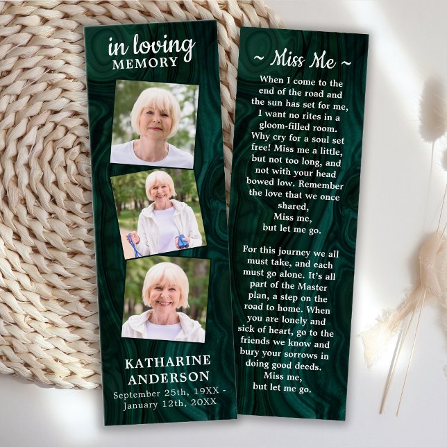 Memorial 3 Fotografia Funeral Prayer Bookmark Gree (Criador carregado)