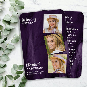 Memorial 3 Fotografia Lembrança Funeral Cartão de 