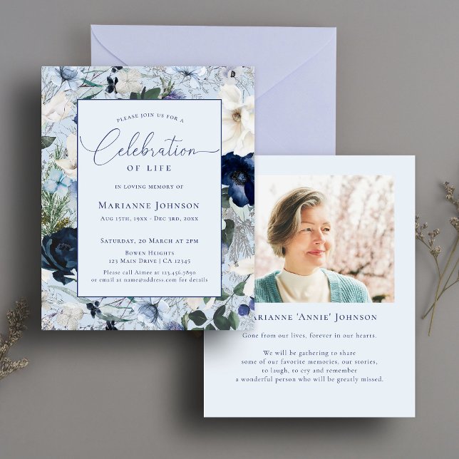 Memorial Blue Floral Celebração da Vida (Criador carregado)