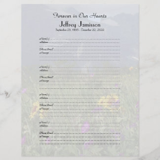 Memorial Book Filler Inscreve-se em Flores Selvage