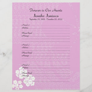 Memorial Book Filler Page, Floral Rosa