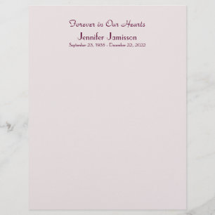 Memorial Book Filler Page, rosa pálido