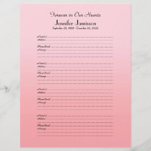 Memorial Book Filler Sign-in Page, Rosa