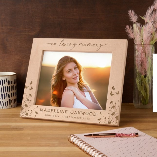 Memorial de Flores Silvestres Personalizado Em Mem (In Loving Memory Custom Wildflower Memorial Engraved Frames)