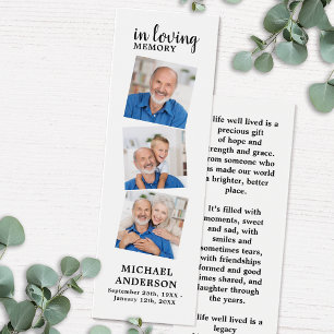 Memorial Elegante 3 Foto Funeral Prayer Bookmark