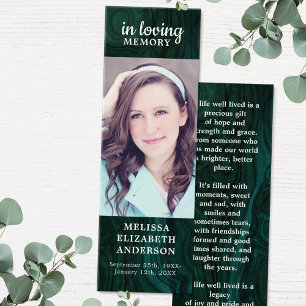 Memorial Emerald Green Funeral Poem Bookmark