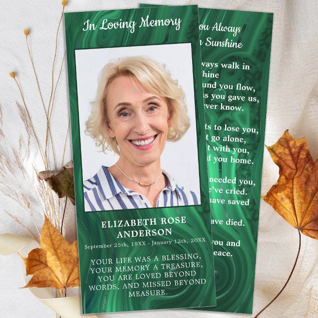 Memorial Emerald Green Funeral Prayer Card Foto (Criador carregado)