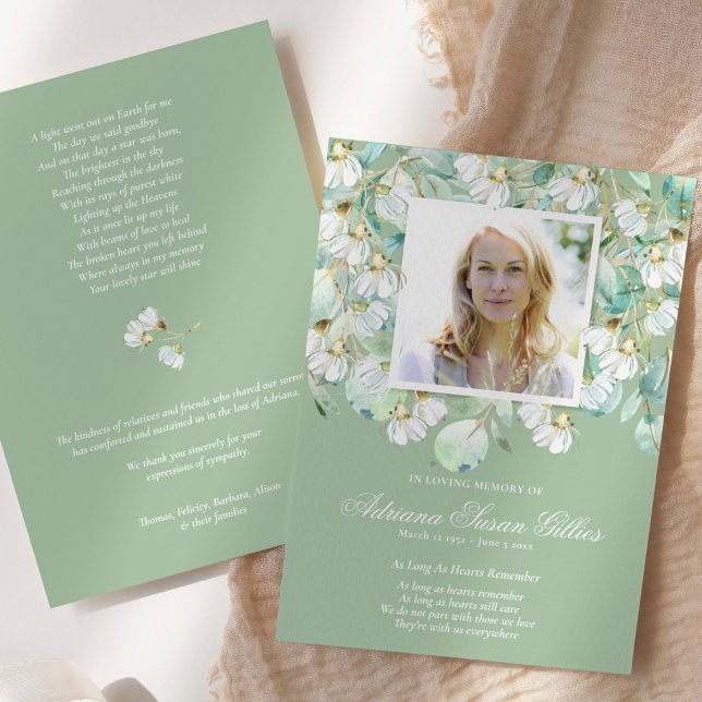 Memorial Eucalyptus Photo Funeral Cartões de agrad (memorial thank you card, eucalyptus with photo funeral thank you card)