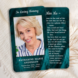 Memorial Foto Emerald Green - Cartão de Oração Fun