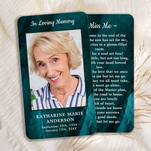 Memorial Foto Emerald Green - Cartão de Oração Fun (Criador carregado)