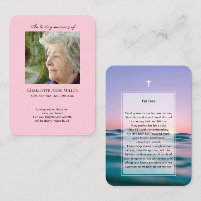 Memorial fotográfico Eu sou Cartão de oração gráti (Frente/Verso)