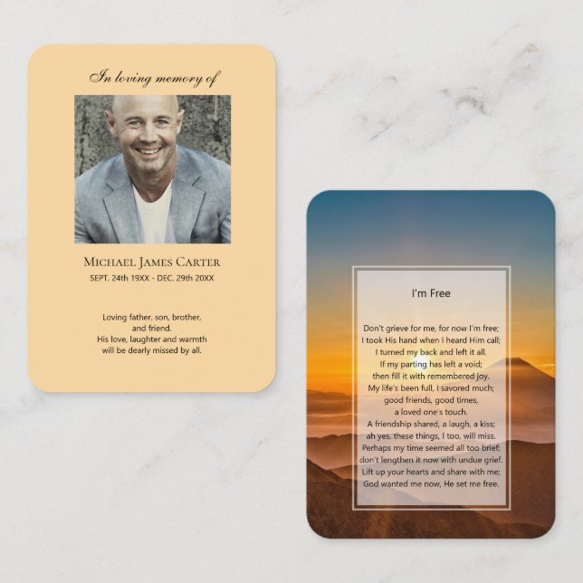 Memorial fotográfico Eu sou Cartão de oração gráti (Frente/Verso)