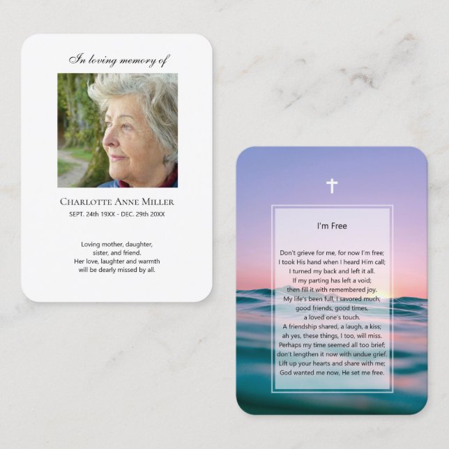 Memorial fotográfico Eu sou Cartão de oração gráti (Frente/Verso)