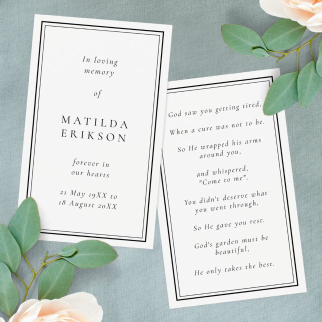 Memorial Funeral Elegante - Cartão de Oração (Criador carregado)