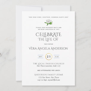 Memorial Funeral INVITE Celebração da Vida