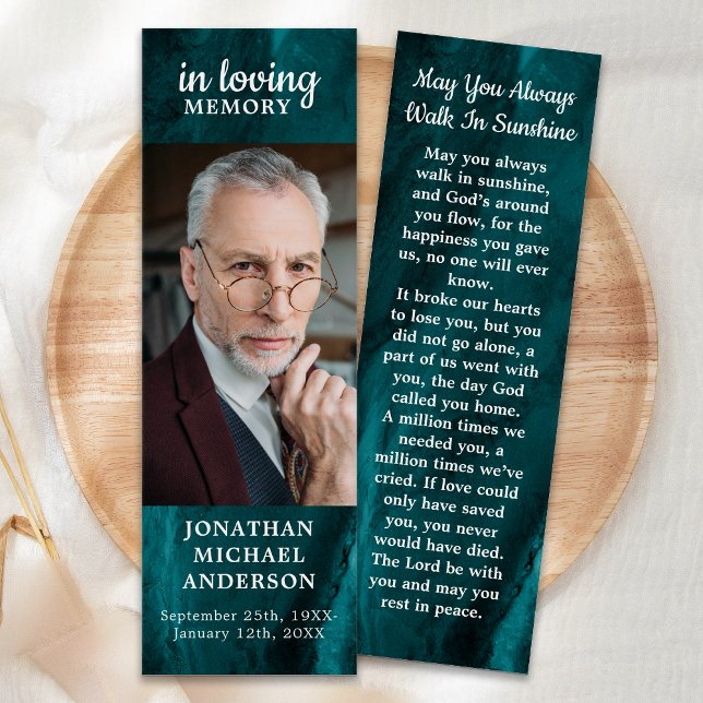 Memorial Funeral Prayer Bookmark Emerald Green (Criador carregado)