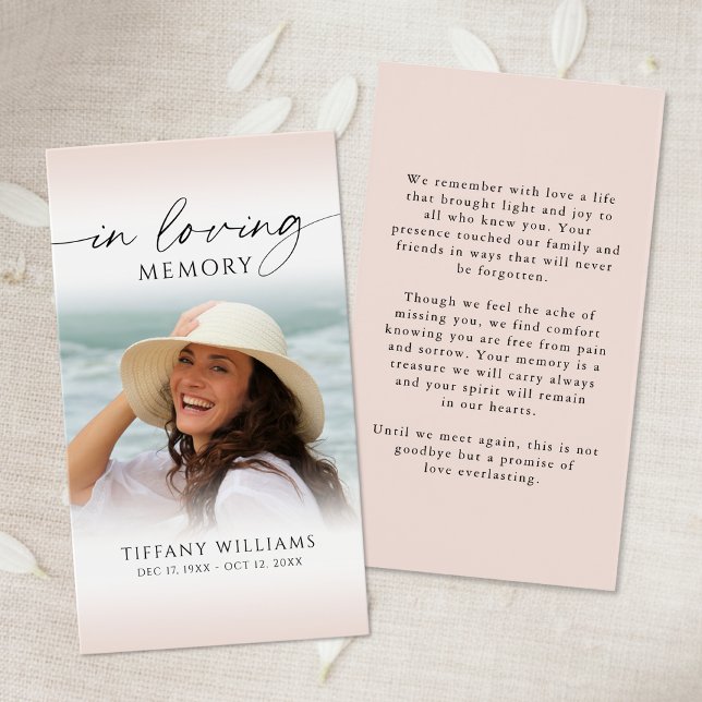 Memorial In Loving Memory Photo Prayer Card (Criador carregado)