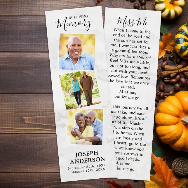 Memorial Marble 3 Foto Funeral Prayer Bookmark (Criador carregado)