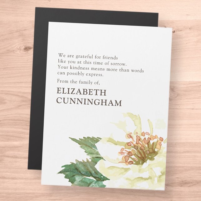 Memorial Modern Watercolor Cartões de agradeciment (Criador carregado)