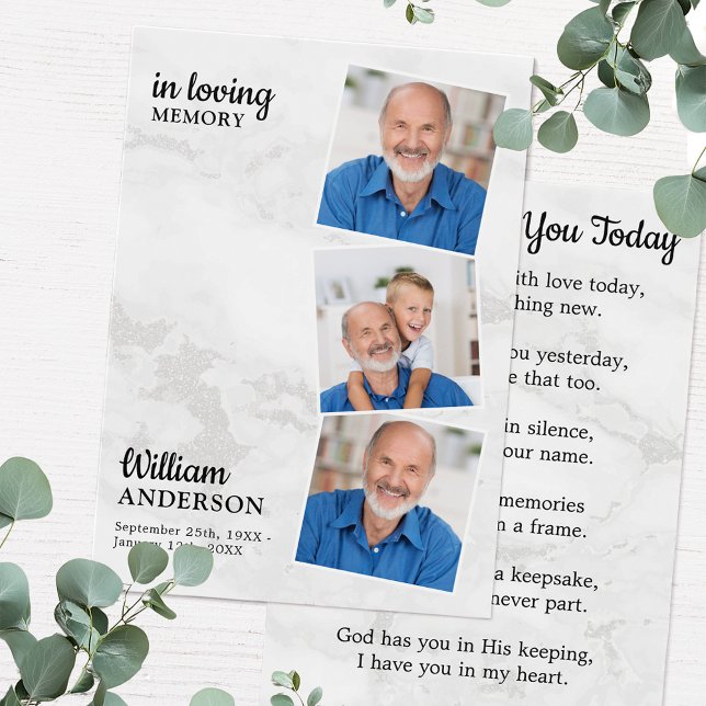 Memorial Moderno 3 Foto Cartão Funeral de Oração (Criador carregado)