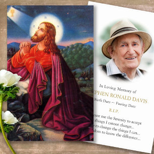 Memorial Perda de Jesus Orando Cartões de condolên