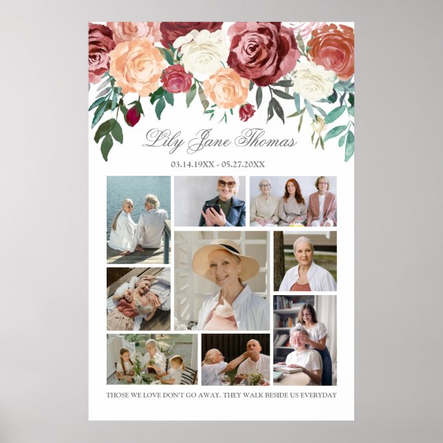Memorial Photo Collage Simpatia Funeral Poster (Frente)