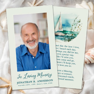 Memorial Photo Ocean Sail Boat - Cartão de Oração 