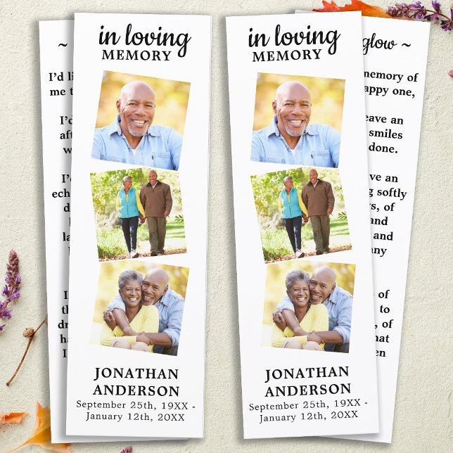 Memorial Poem 3 Foto Funeral Prayer 2 Bookmarks (Criador carregado)