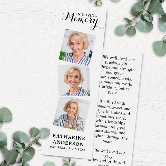 Memorial Poem 3 Foto Funeral Prayer Bookmark (Criador carregado)