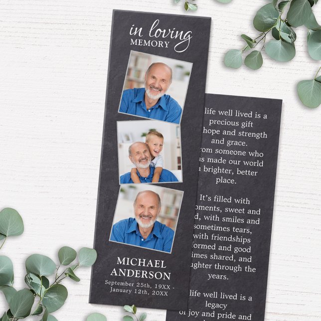 Memorial Poem 3 Foto Funeral Prayer Bookmark (Criador carregado)
